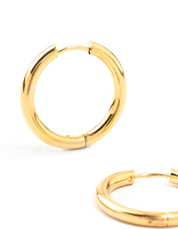 Waterproof Gold Plated Stainless Steel Clicker Hoop Earrings 24 MM - link has visual effect only