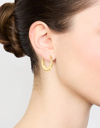 Waterproof Gold Plated Stainless Steel Crescent Hoop Earrings - link has visual effect only
