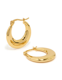 Waterproof Gold Plated Stainless Steel Crescent Hoop Earrings - link has visual effect only