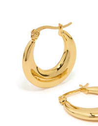Waterproof Gold Plated Stainless Steel Crescent Hoop Earrings - link has visual effect only