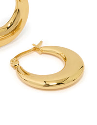 Waterproof Gold Plated Stainless Steel Crescent Hoop Earrings - link has visual effect only