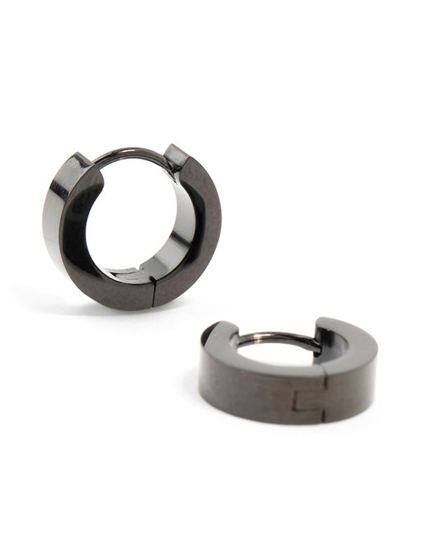 6 Pairs Stainless Steel CZ Huggie Hoop Earrings – Studs For Men Women Piercing, Black