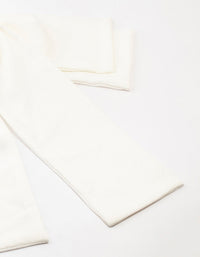 White Crepe Draped Fabric Bow Clip - link has visual effect only