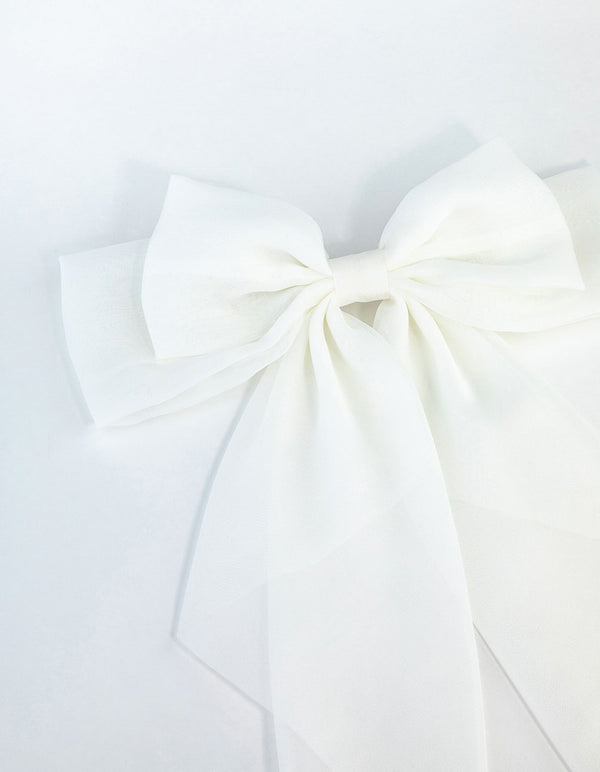 Opaque Draped Fabric Bow Clip