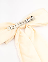 Relaxed Cream Fabric Long Bow Clip - link has visual effect only