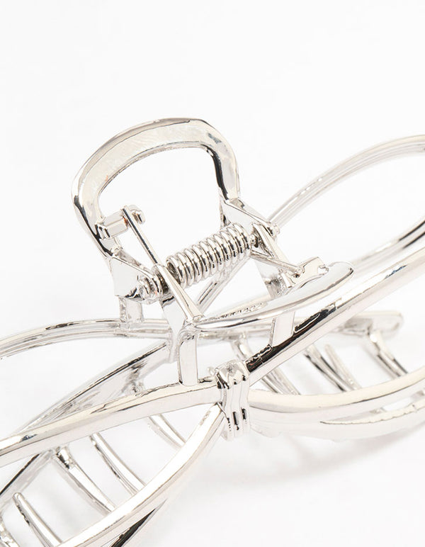 Silver Metal Large Bow Claw Clip