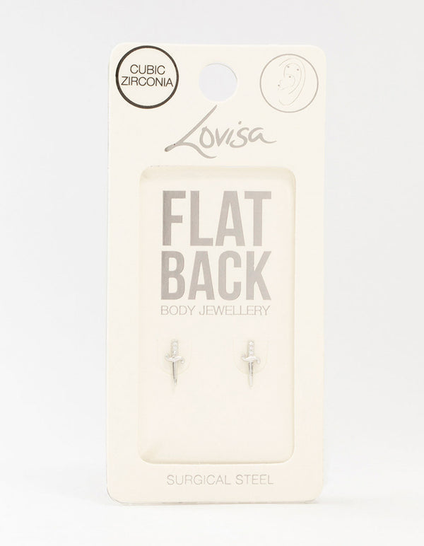 Surgical Steel Dainty Dagger Flat Back 2-Pack