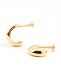 Gold Plated Surgical Steel Chunky Hoop Flat Backs 2-Pack - link has visual effect only