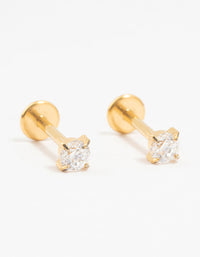 Gold Plated Titanium Cubic Zirconia Stud Flat Backs 2-Pack - link has visual effect only