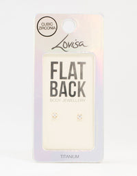 Gold Plated Titanium Cubic Zirconia Stud Flat Backs 2-Pack - link has visual effect only