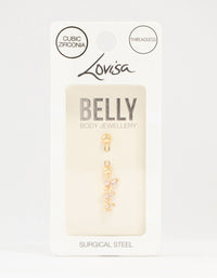 Gold Plated Surgical Steel Trio Butterfly Drop Belly Bar - link has visual effect only