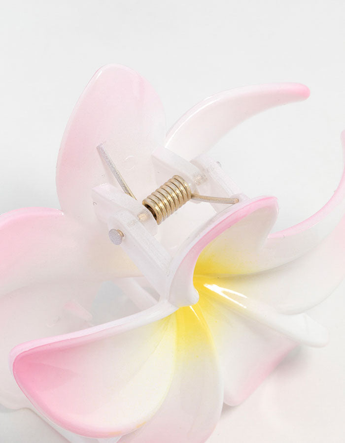 White  Frangipani Flower Claw Clip