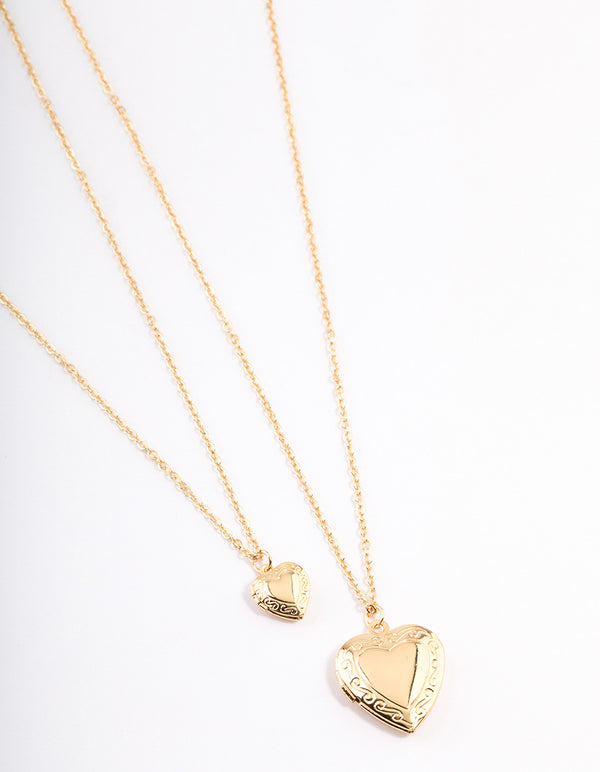 Gold Plated  Hearts Necklaces 2-Pack