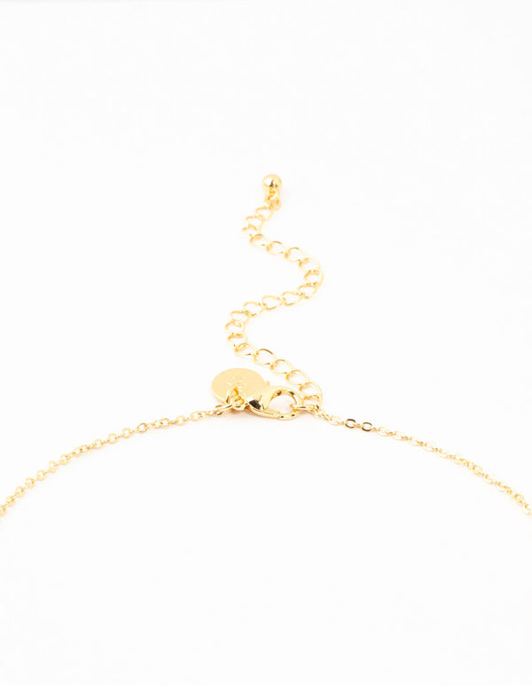 Gold Plated Cross Mary Beaded Necklace