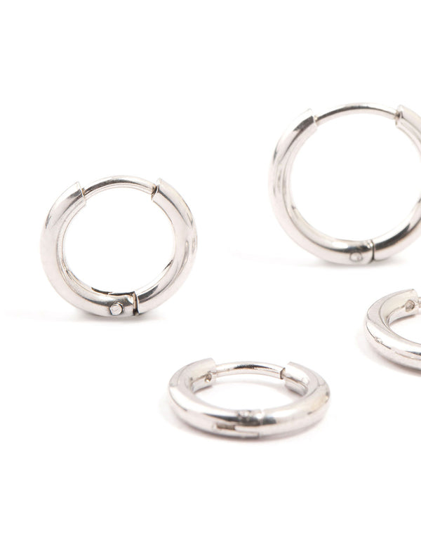 Waterproof Stainless Steel Medium Hoop Earrings 2-Pack