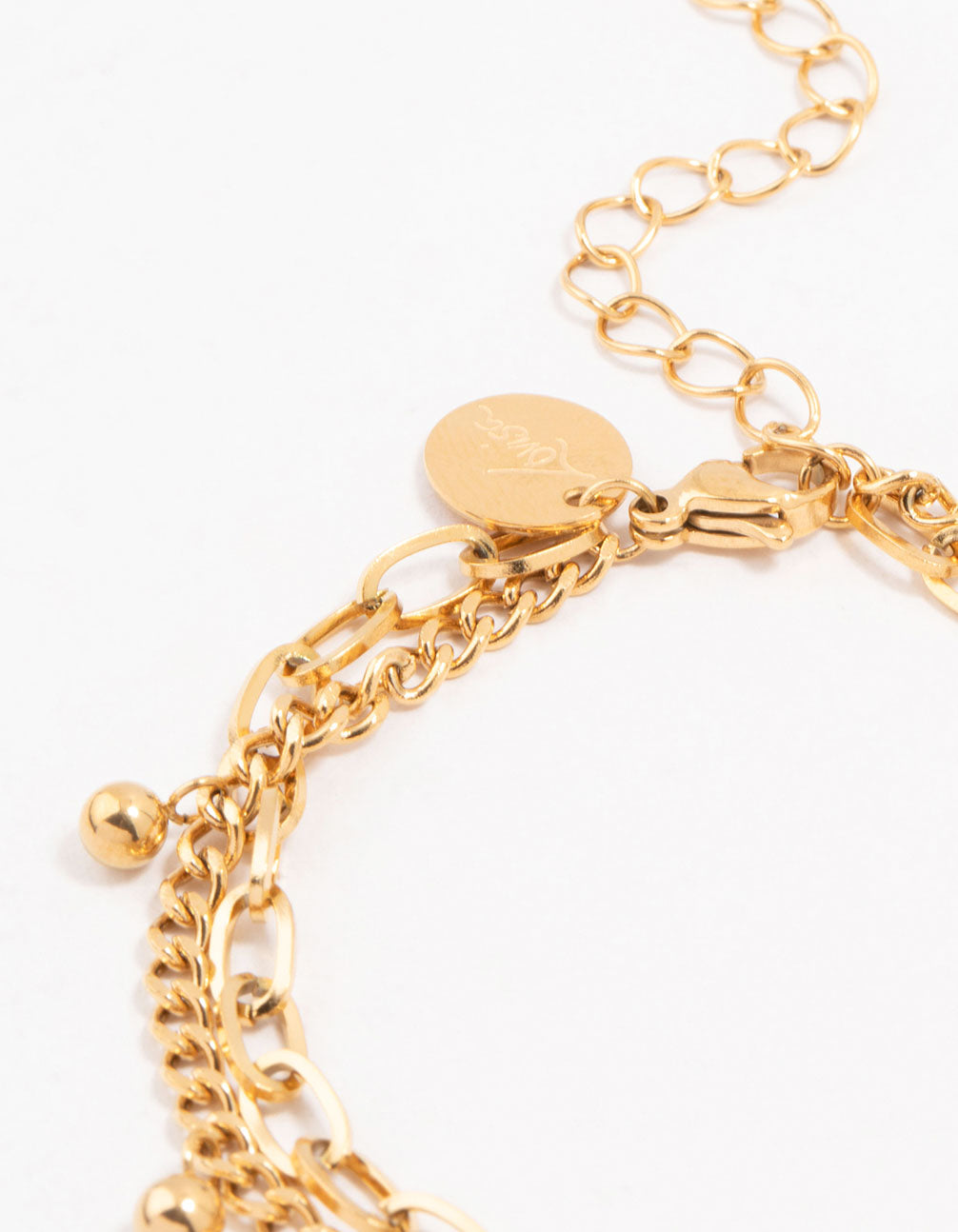 Waterproof Gold Plated Stainless Steel Cross Charm Bracelet