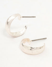 Silver Woven Textured Huggie Earrings - link has visual effect only