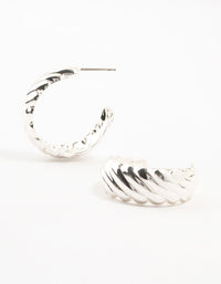 Silver Teardrop Croissant Hoop Earrings - link has visual effect only