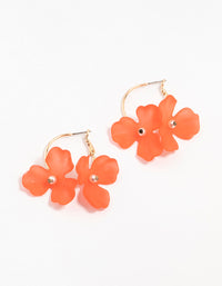 Red Acrylic Double Pearl Flower Hoop Earrings - link has visual effect only