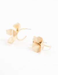 Statement Coated Cream Double Flower Hoop Earrings - link has visual effect only