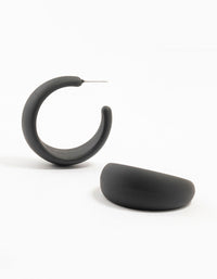 Black Coated Pointed Wide Hoop Earrings - link has visual effect only
