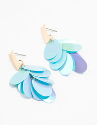 Gold, Blue & Purple Scale Cluster Drop Earrings - link has visual effect only
