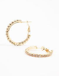 Gold Diamante Cup Chain Hoop Earrings - link has visual effect only
