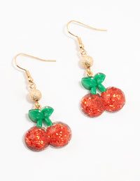 Red Acrylic Glitter Cherry Drop Earrings - link has visual effect only