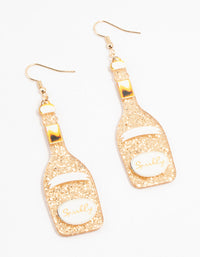 Gold  Sparkly Bottle Drop Earrings - link has visual effect only
