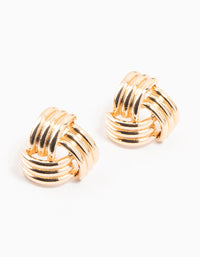 Gold Triple Quilted Stud Earrings - link has visual effect only