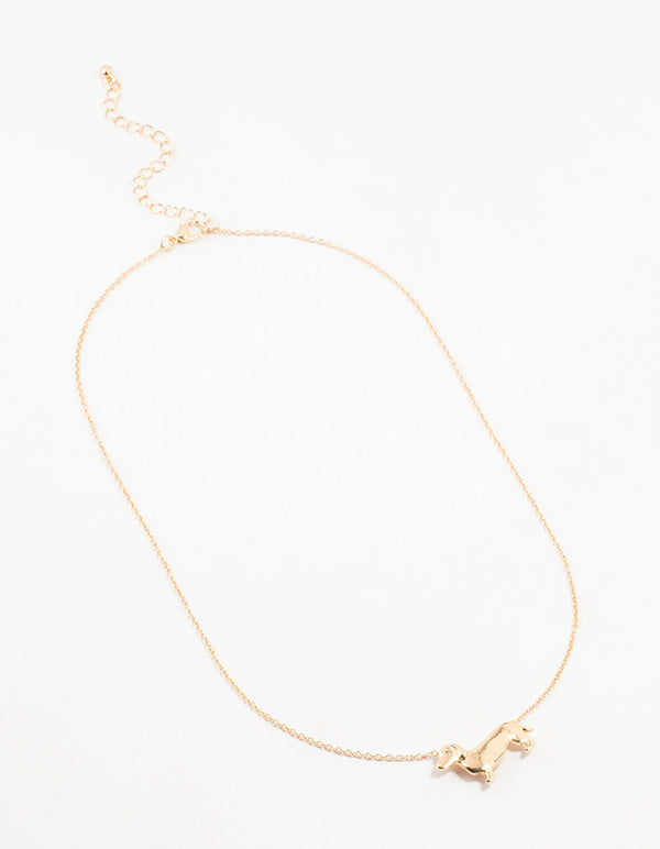 Gold Diamante Dachshund Necklace