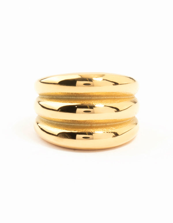Waterproof Gold Plated Stainless Steel Stacked Cocktail Ring