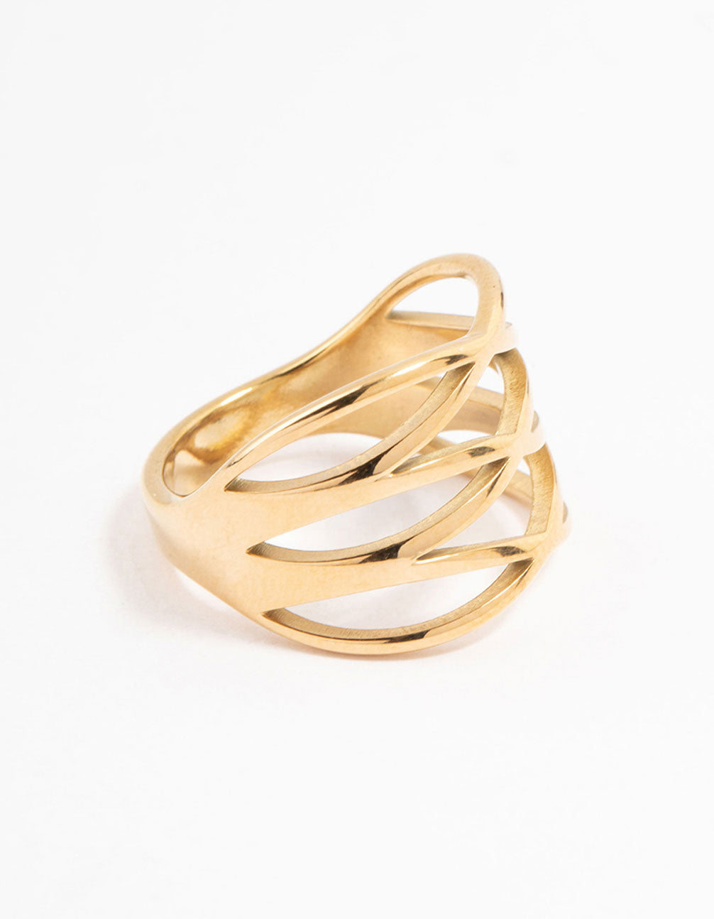 Waterproof Gold Plated Stainless Steel Crossover Ring