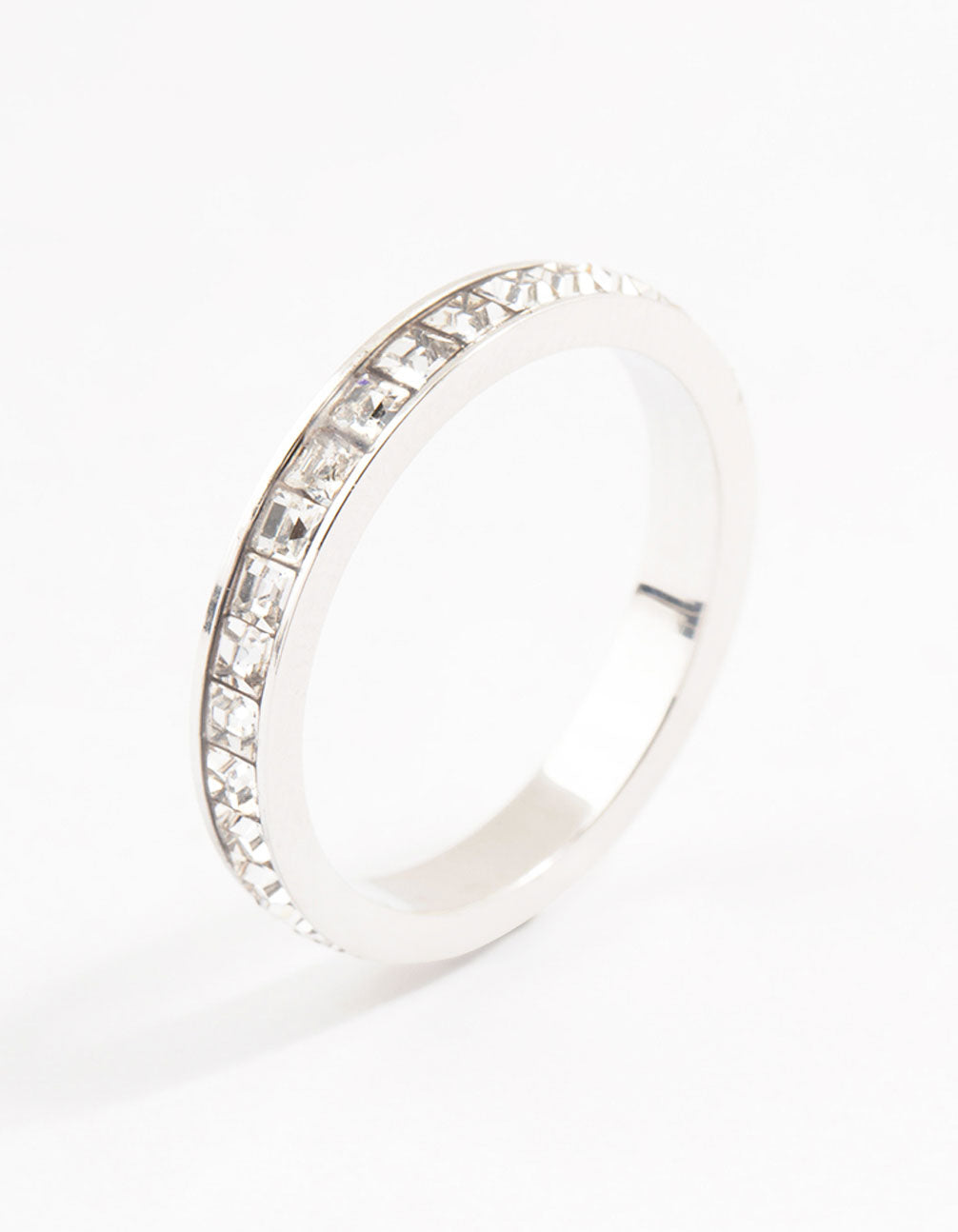 Waterproof Stainless Steel Cubic Zirconia Band Ring