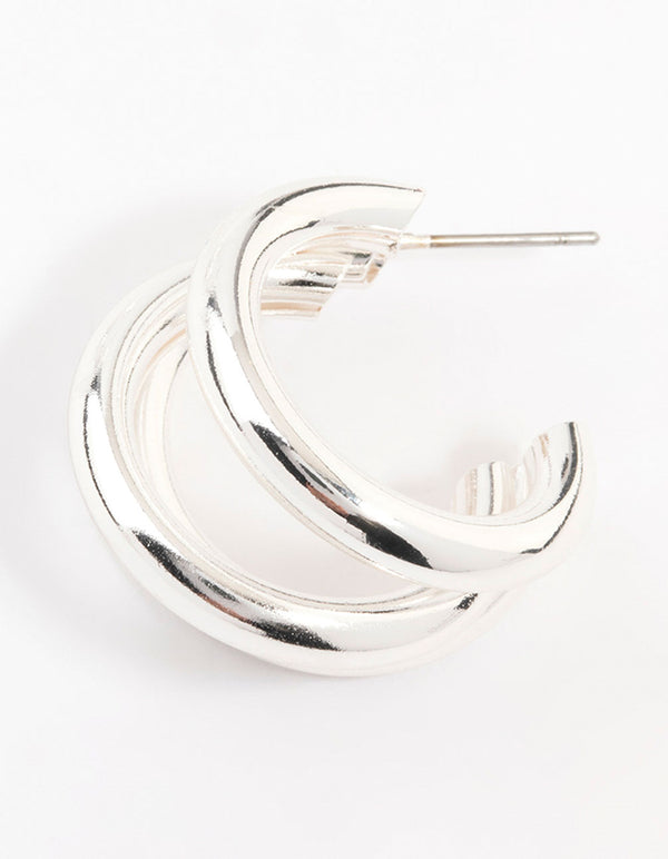 Silver Plated Illusion Hoop Earrings