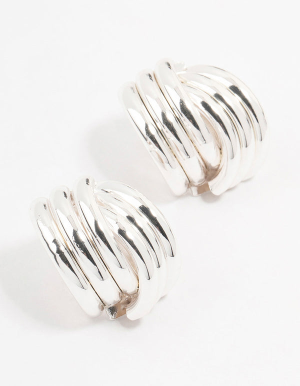 Silver Plated Knotted Stud Earrings