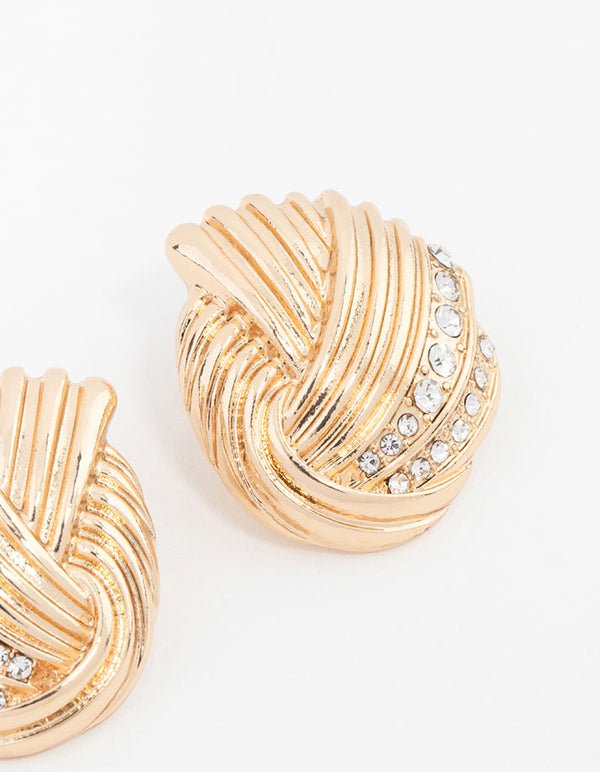 Gold Wrapped Crystal Stud Earrings