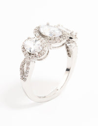 Silver Oval Trio Cubic Zirconia Ring - link has visual effect only