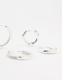 Silver Plated Diamante Huggie Earrings 3-Pack - link has visual effect only