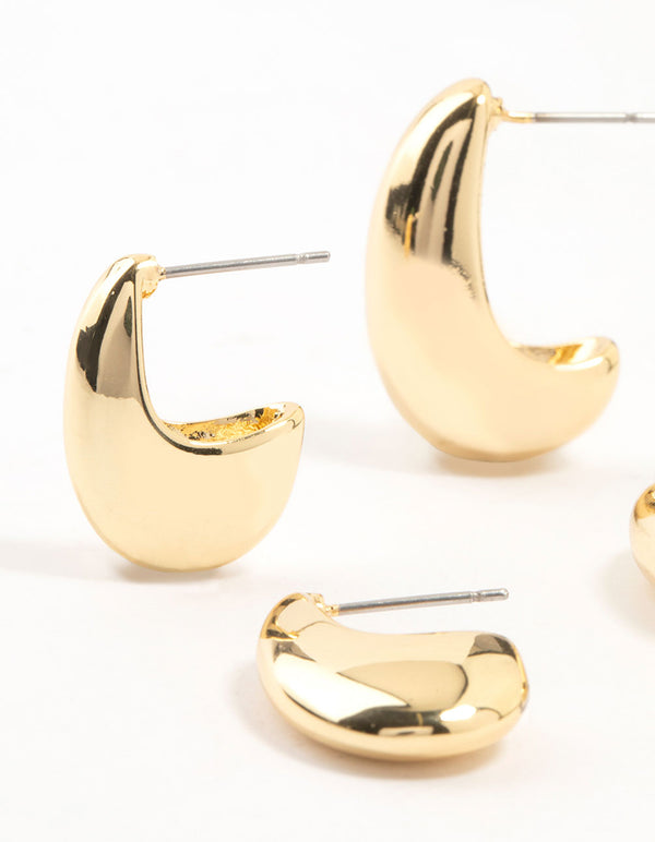 Gold Plated Long Drop Stud Earrings