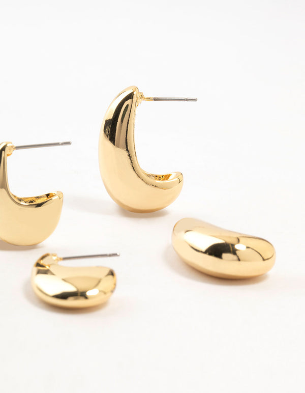 Gold Plated Long Drop Stud Earrings