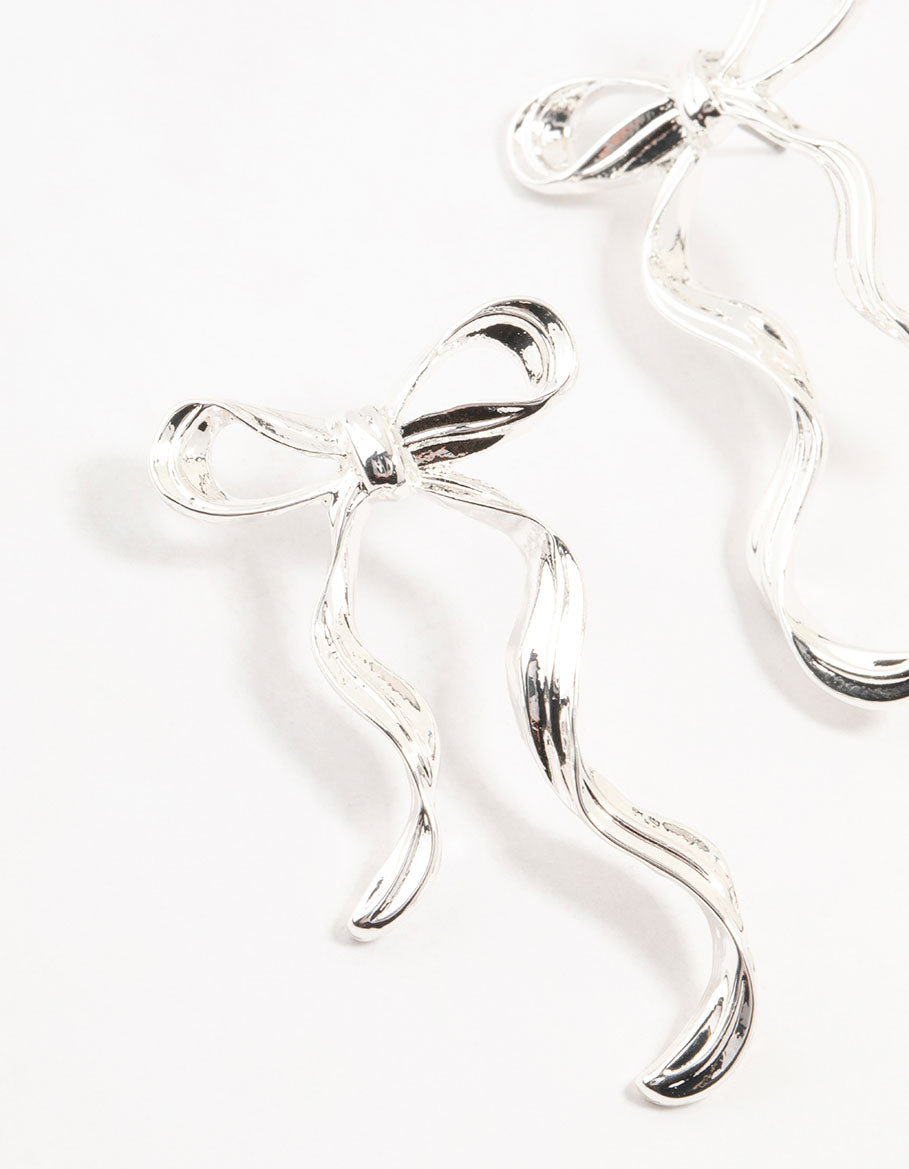 Silver Plated Bow Stud Earrings
