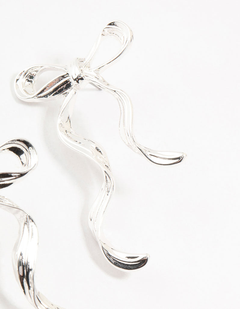 Silver Plated Bow Stud Earrings