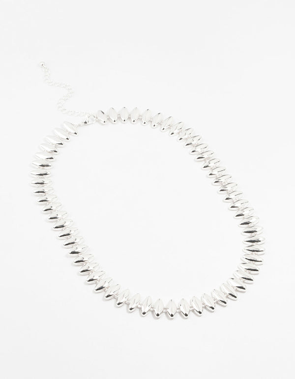 Silver Plated Pointed Link Chunky Necklace