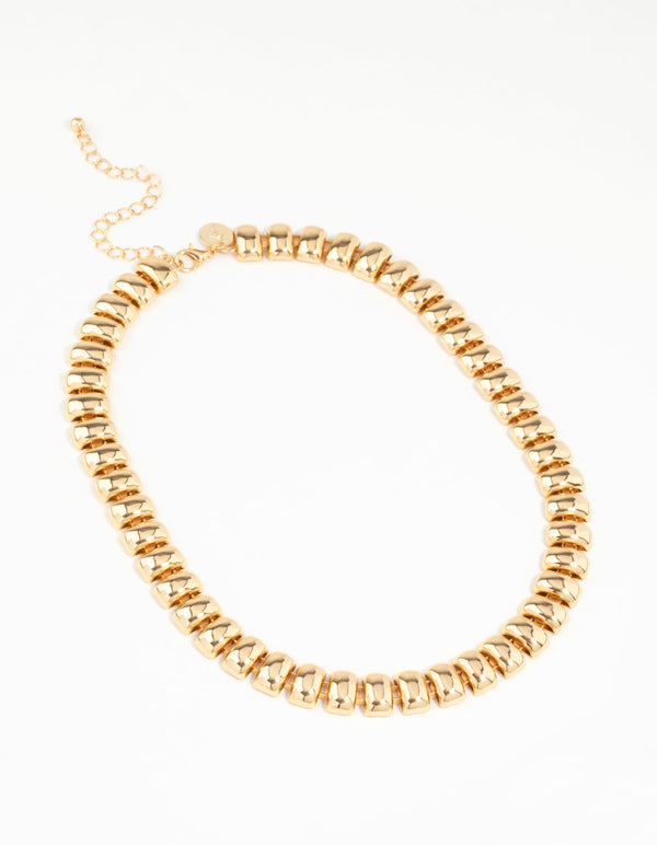 Gold Plated Textured Rectangle Necklace