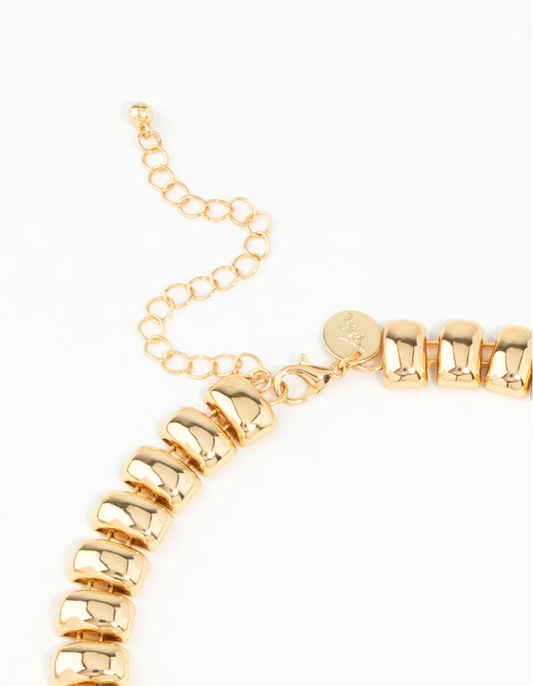 Gold Plated Textured Rectangle Necklace