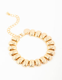 Gold Plated Textured Rectangle Bracelet - link has visual effect only