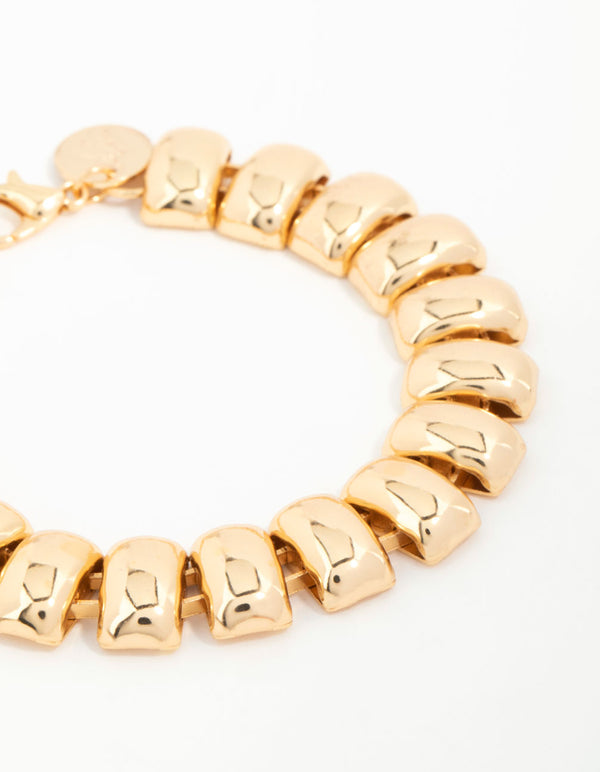 Gold Plated Textured Rectangle Bracelet