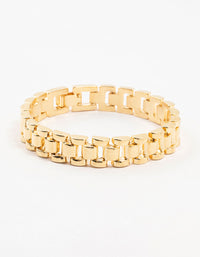 Gold Plated Watch Chain Bracelet - link has visual effect only
