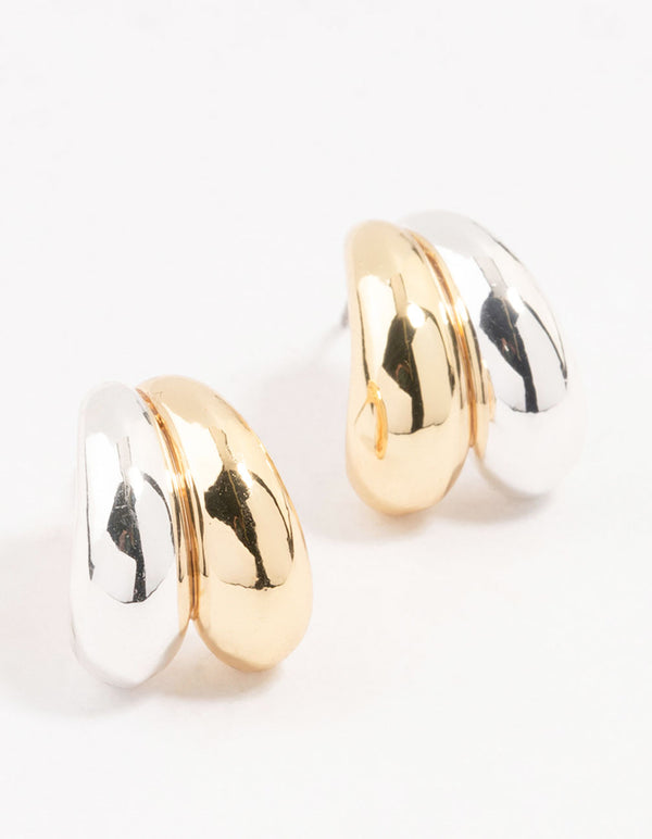 Mixed Metal Double Bubble Hoop Earrings